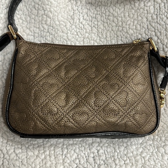 Super cute Bobbi Sharif Genuine Leather Bag, Black & Bronze with black trim - Picture 3 of 8